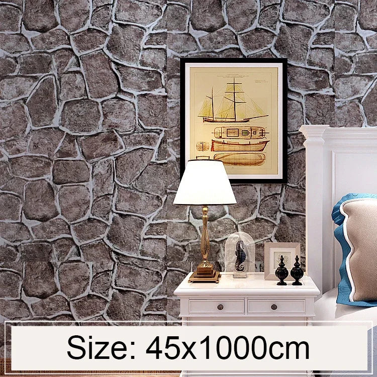 Papier peint décoratif créatif en briques Fort 3D, rouleau de papier peint étanche pour chambre et salon, taille : 45 x 1000 cm, brique Fort