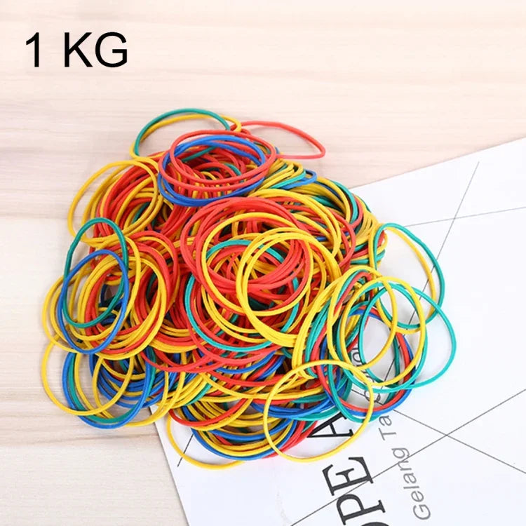 Élastiques solides et extensibles de couleurs assorties Fournitures scolaires et de bureau Papeterie, 1KG par sac, couleurs assorties