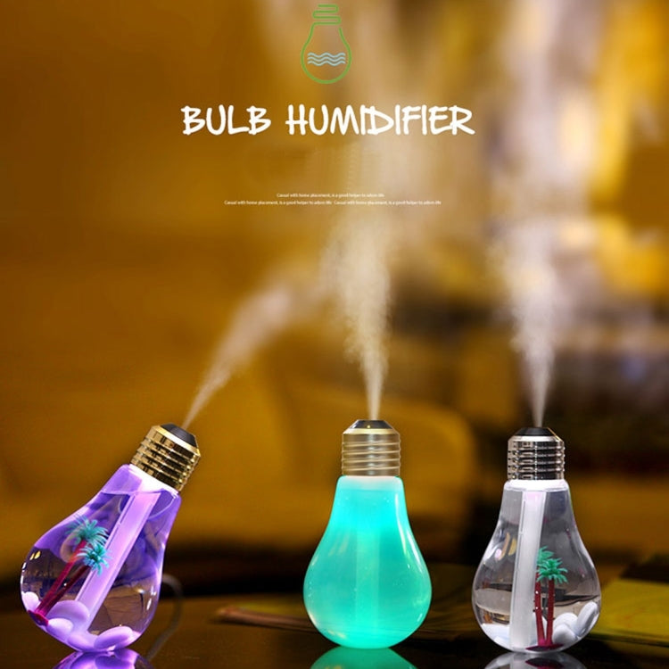 Purificateur d'air humidificateur aromathérapie portable en forme d'ampoule lumineuse colorée 400ML pour maison / bureau / voiture