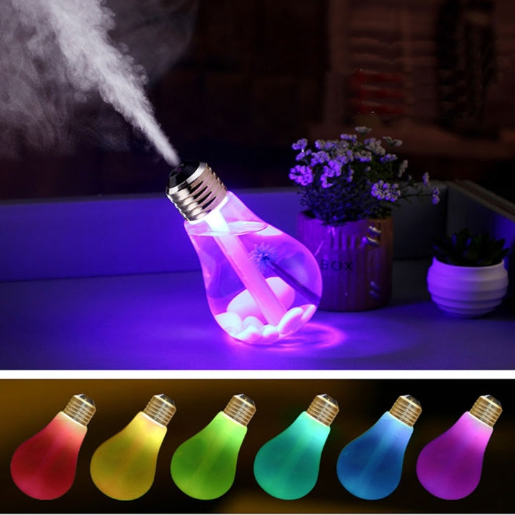 Purificateur d'air humidificateur aromathérapie portable en forme d'ampoule lumineuse colorée 400ML pour maison / bureau / voiture