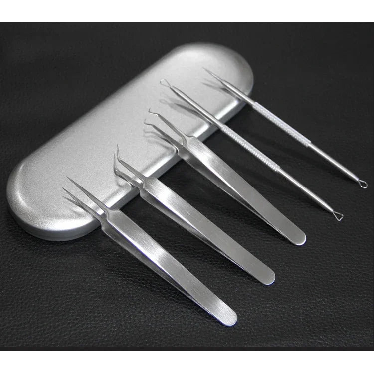 5 PCS / Set Meilleur Outil Extracteur de Points Noirs Aiguille à Acné Pince à Boutons