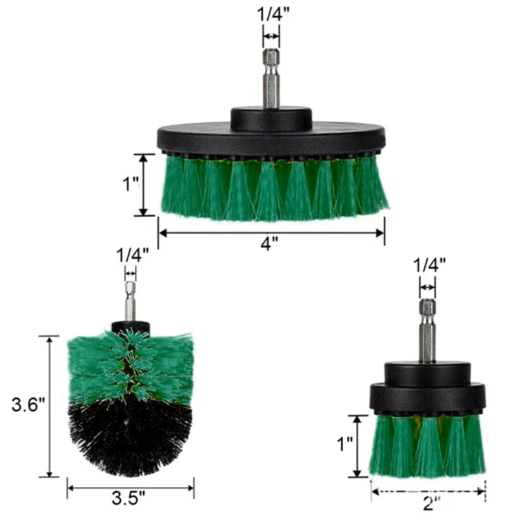 Kit de 3 brosses de nettoyage pour salle de bain et cuisine pour perceuse électrique, 3 en 1 (vert), 3 en 1 (bleu), 3 en 1 (rouge), 3 en 1 (jaune)