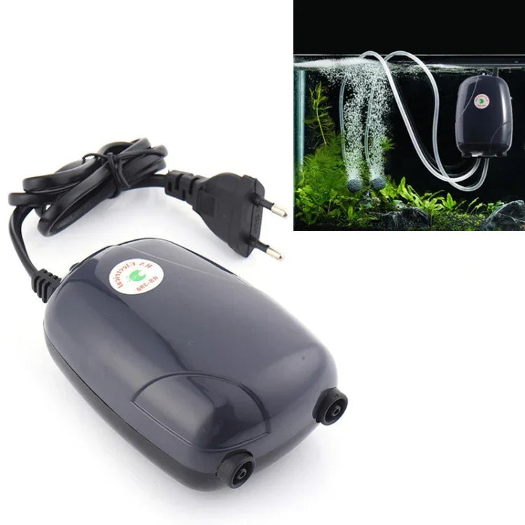 Pompe à air aquarium silencieuse RS-390 220V 5W double sortie débit réglable pompe à oxygène pour bac à poissons, 5W