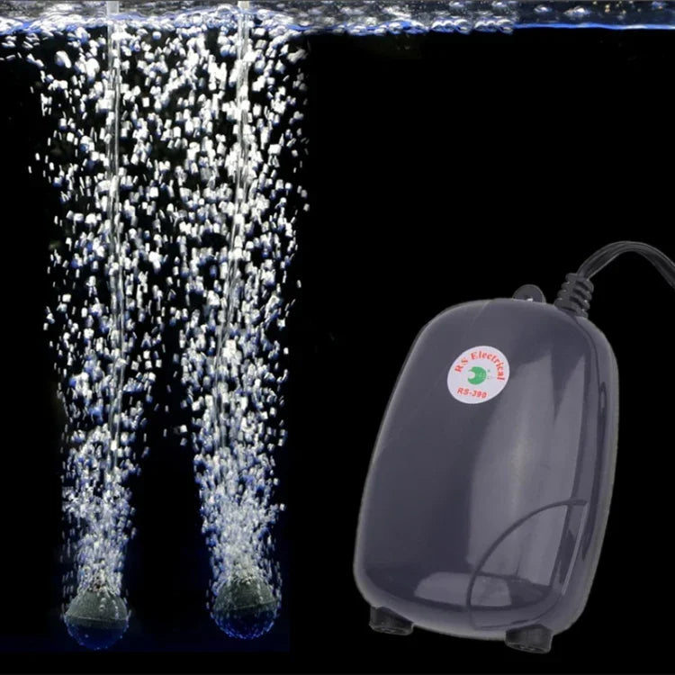 Pompe à air aquarium silencieuse RS-390 220V 5W double sortie débit réglable pompe à oxygène pour bac à poissons, 5W