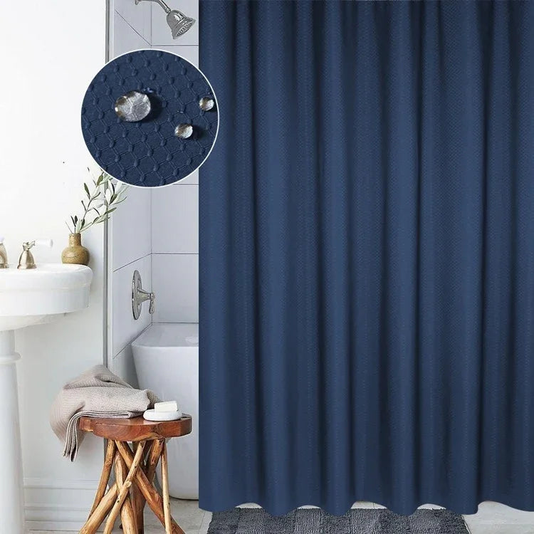 Rideau de douche en tissu polyester à texture nid d'abeille, épais, imperméable et résistant à la moisissure pour salle de bain, taille: 150*180cm