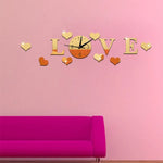 Horloge LOVE créative en miroir acrylique autocollant mural DIY, Horloge LOVE miroir acrylique (Noir), Horloge LOVE miroir acrylique (Or), Horloge LOVE miroir acrylique (Argent)