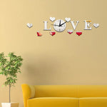 Horloge LOVE créative en miroir acrylique autocollant mural DIY, Horloge LOVE miroir acrylique (Noir), Horloge LOVE miroir acrylique (Or), Horloge LOVE miroir acrylique (Argent)