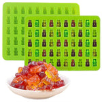 2 PCS Moule en silicone pour chocolat petit ours 50 trous, moule à biscuits, moule à bonbons, livraison couleur aléatoire, Taille : 19*13.7*1cm, 50 cases