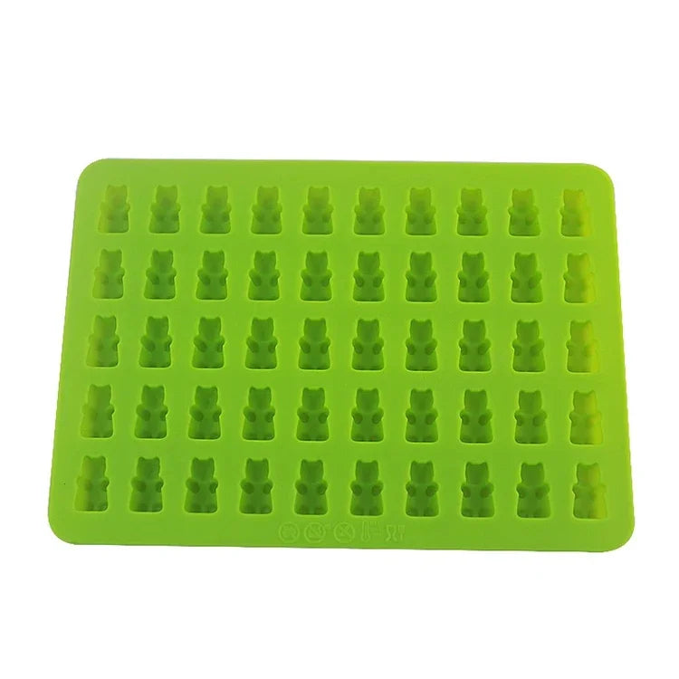 2 PCS Moule en silicone pour chocolat petit ours 50 trous, moule à biscuits, moule à bonbons, livraison couleur aléatoire, Taille : 19*13.7*1cm, 50 cases