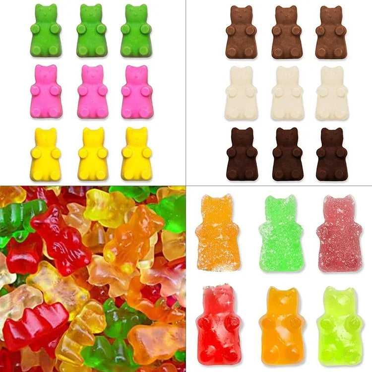 2 PCS Moule en silicone pour chocolat petit ours 50 trous, moule à biscuits, moule à bonbons, livraison couleur aléatoire, Taille : 19*13.7*1cm, 50 cases