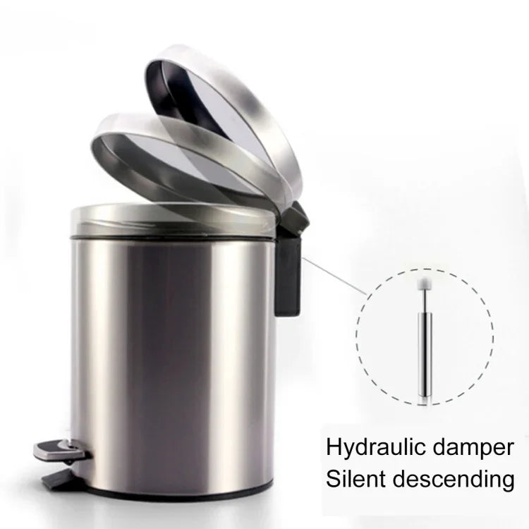 Poubelle à pédale couverte en acier inoxydable ronde et à la mode pour la maison, l'hôtel, le bureau, Taille : 7L, Taille : 7L