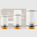 Poubelle à pédale couverte en acier inoxydable ronde et à la mode pour la maison, l'hôtel, le bureau, Taille : 7L, Taille : 7L