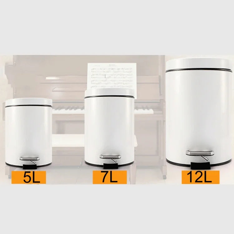 Poubelle à pédale couverte en acier inoxydable ronde et à la mode pour la maison, l'hôtel, le bureau, Taille : 7L, Taille : 7L