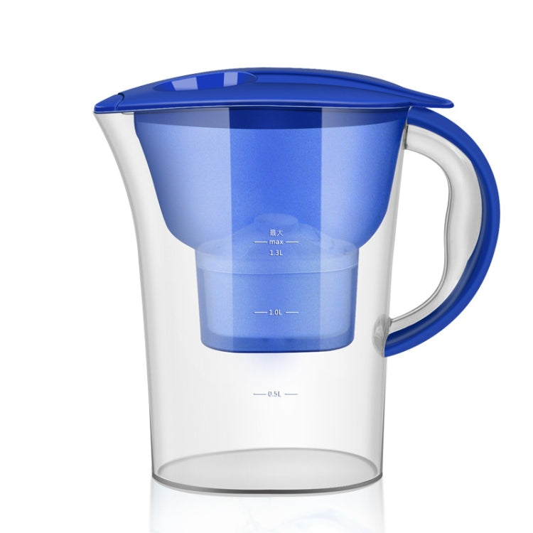 Bouteille d'eau froide portable de 1,3 L avec filtre à charbon actif pour cuisine domestique, 1,3 L (Bleu)