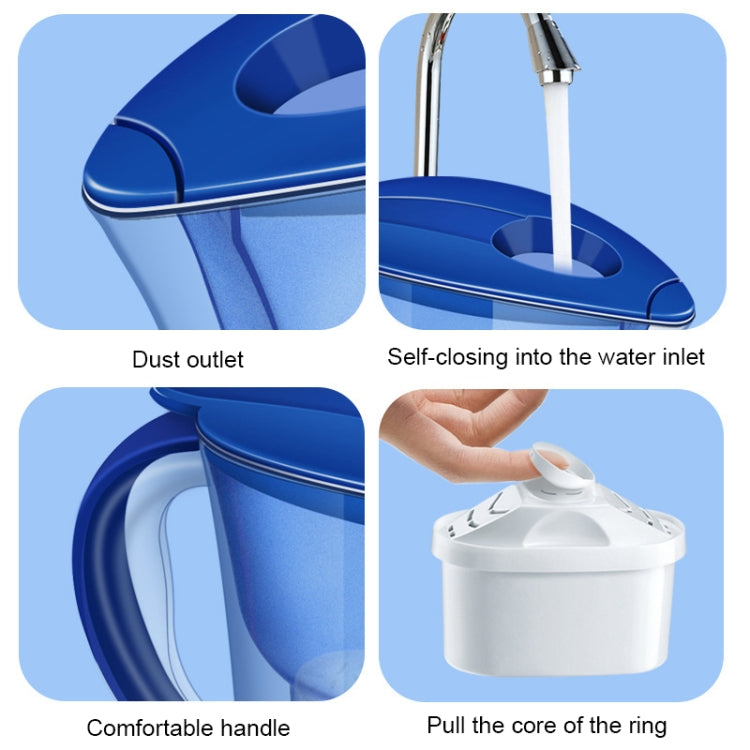 Bouteille d'eau froide portable de 1,3 L avec filtre à charbon actif pour cuisine domestique, 1,3 L (Bleu)