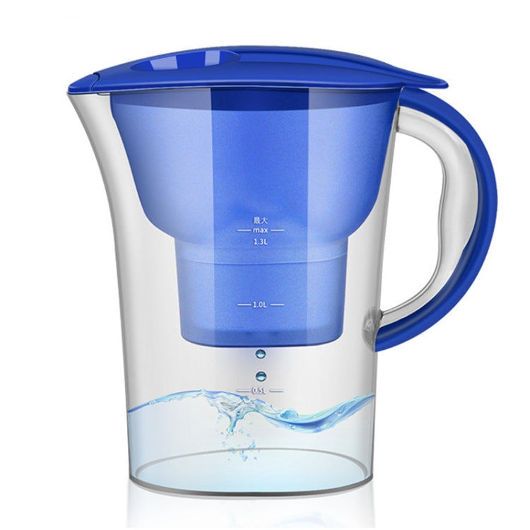 Bouteille d'eau froide portable de 1,3 L avec filtre à charbon actif pour cuisine domestique, 1,3 L (Bleu)