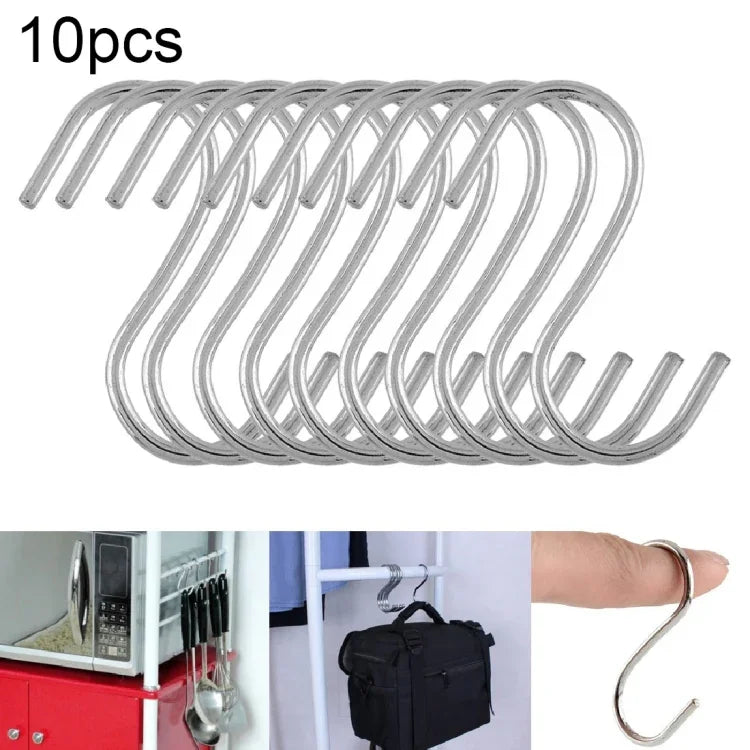 10 crochets métalliques multifonctions en acier inoxydable en forme de S de 2,5mm, Longueur : 5,5cm, 5,5cm