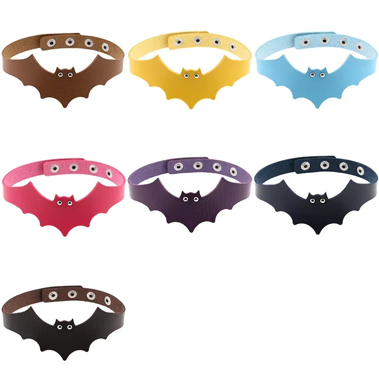 Collier en cuir style chauve-souris populaire, style européen et américain, livraison de couleur aléatoire, 3 pièces