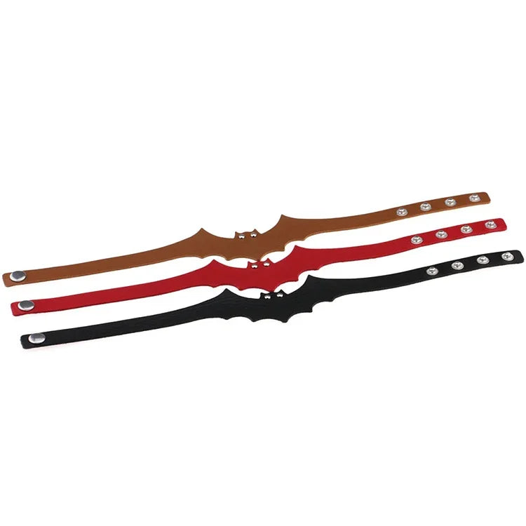 Collier en cuir style chauve-souris populaire, style européen et américain, livraison de couleur aléatoire, 3 pièces