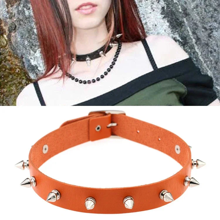 Collier ras du cou punk en cuir clouté style danse de rue rock, livraison couleur aléatoire, JDXQ