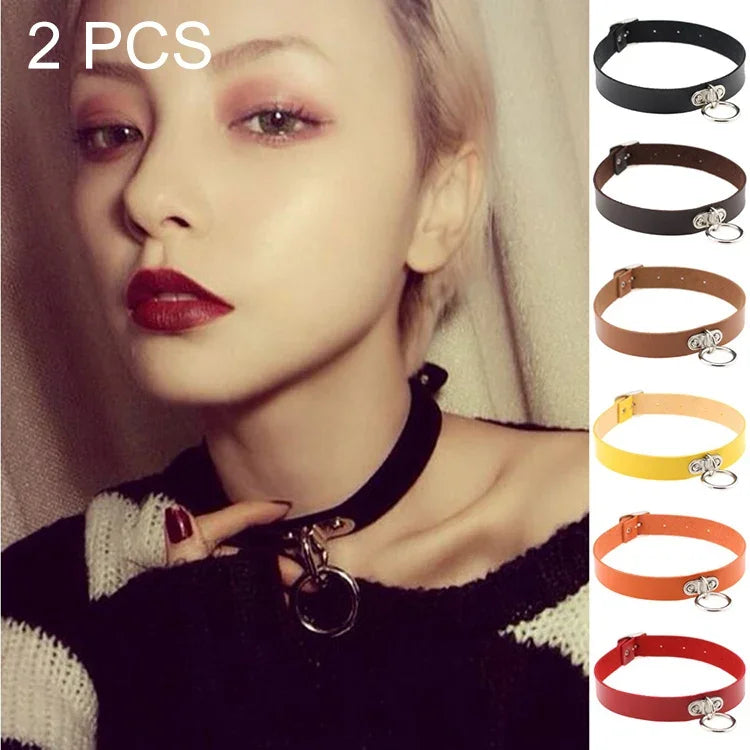 2 colliers ras du cou tendance en cuir style punk Harajuku avec rivets et cadenas en forme de cœur, livraison de couleur aléatoire, MDXQ