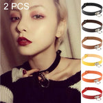 2 colliers ras du cou tendance en cuir style punk Harajuku avec rivets et cadenas en forme de cœur, livraison de couleur aléatoire, MDXQ