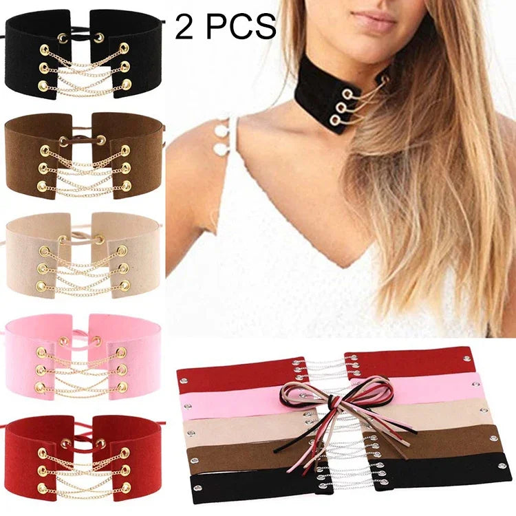 2 colliers ras du cou européens et américains simples, en velours, tendance, livraison de couleur aléatoire, SFQ