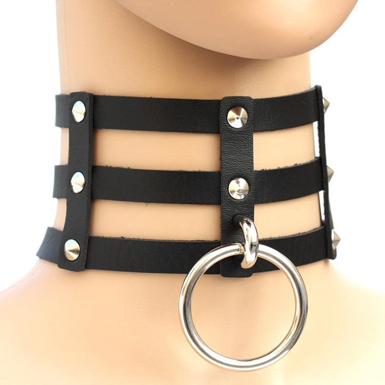 Collier en Cuir à Rivets Punk Gothique Mode Harajuku, Collier Cage à 3 Rangées, (Rouge+Blanc+Rouge), (Blanc), (Bleu Foncé+Jaune+Vert), (Magenta), (Bleu Foncé+Jaune+Bleu Foncé), Noir, (Rouge+Vert+Rouge), (Jaune), Café, (Violet), (Marron), 黑+红+黄       ...