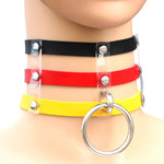 Collier en Cuir à Rivets Punk Gothique Mode Harajuku, Collier Cage à 3 Rangées, (Rouge+Blanc+Rouge), (Blanc), (Bleu Foncé+Jaune+Vert), (Magenta), (Bleu Foncé+Jaune+Bleu Foncé), Noir, (Rouge+Vert+Rouge), (Jaune), Café, (Violet), (Marron), 黑+红+黄       ...