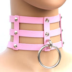 Collier en Cuir à Rivets Punk Gothique Mode Harajuku, Collier Cage à 3 Rangées, (Rouge+Blanc+Rouge), (Blanc), (Bleu Foncé+Jaune+Vert), (Magenta), (Bleu Foncé+Jaune+Bleu Foncé), Noir, (Rouge+Vert+Rouge), (Jaune), Café, (Violet), (Marron), 黑+红+黄       ...