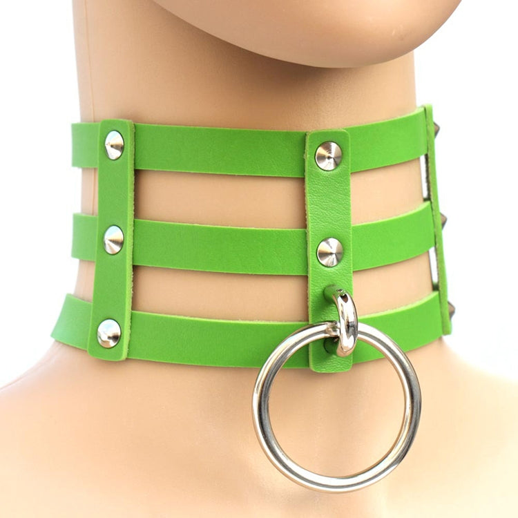 Collier en Cuir à Rivets Punk Gothique Mode Harajuku, Collier Cage à 3 Rangées, (Rouge+Blanc+Rouge), (Blanc), (Bleu Foncé+Jaune+Vert), (Magenta), (Bleu Foncé+Jaune+Bleu Foncé), Noir, (Rouge+Vert+Rouge), (Jaune), Café, (Violet), (Marron), 黑+红+黄       ...