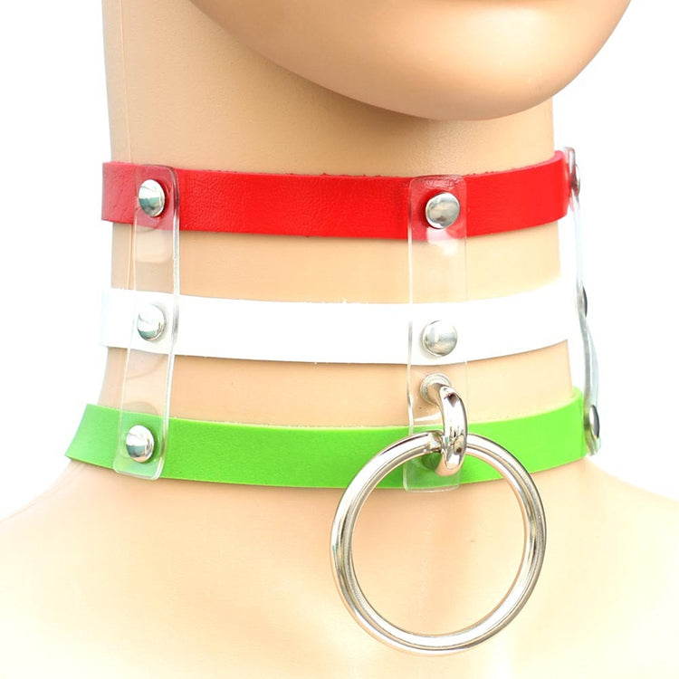 Collier en Cuir à Rivets Punk Gothique Mode Harajuku, Collier Cage à 3 Rangées, (Rouge+Blanc+Rouge), (Blanc), (Bleu Foncé+Jaune+Vert), (Magenta), (Bleu Foncé+Jaune+Bleu Foncé), Noir, (Rouge+Vert+Rouge), (Jaune), Café, (Violet), (Marron), 黑+红+黄       ...