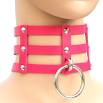 Collier en Cuir à Rivets Punk Gothique Mode Harajuku, Collier Cage à 3 Rangées, (Rouge+Blanc+Rouge), (Blanc), (Bleu Foncé+Jaune+Vert), (Magenta), (Bleu Foncé+Jaune+Bleu Foncé), Noir, (Rouge+Vert+Rouge), (Jaune), Café, (Violet), (Marron), 黑+红+黄       ...