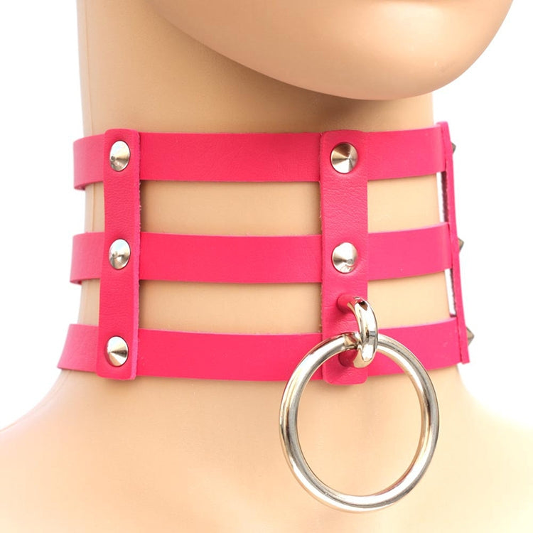 Collier en Cuir à Rivets Punk Gothique Mode Harajuku, Collier Cage à 3 Rangées, (Rouge+Blanc+Rouge), (Blanc), (Bleu Foncé+Jaune+Vert), (Magenta), (Bleu Foncé+Jaune+Bleu Foncé), Noir, (Rouge+Vert+Rouge), (Jaune), Café, (Violet), (Marron), 黑+红+黄       ...