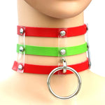 Collier en Cuir à Rivets Punk Gothique Mode Harajuku, Collier Cage à 3 Rangées, (Rouge+Blanc+Rouge), (Blanc), (Bleu Foncé+Jaune+Vert), (Magenta), (Bleu Foncé+Jaune+Bleu Foncé), Noir, (Rouge+Vert+Rouge), (Jaune), Café, (Violet), (Marron), 黑+红+黄       ...