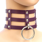 Collier en Cuir à Rivets Punk Gothique Mode Harajuku, Collier Cage à 3 Rangées, (Rouge+Blanc+Rouge), (Blanc), (Bleu Foncé+Jaune+Vert), (Magenta), (Bleu Foncé+Jaune+Bleu Foncé), Noir, (Rouge+Vert+Rouge), (Jaune), Café, (Violet), (Marron), 黑+红+黄       ...