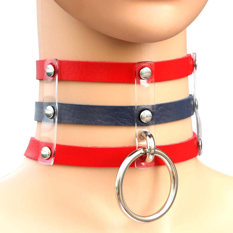 Collier en Cuir à Rivets Punk Gothique Mode Harajuku, Collier Cage à 3 Rangées, (Rouge+Blanc+Rouge), (Blanc), (Bleu Foncé+Jaune+Vert), (Magenta), (Bleu Foncé+Jaune+Bleu Foncé), Noir, (Rouge+Vert+Rouge), (Jaune), Café, (Violet), (Marron), 黑+红+黄       ...