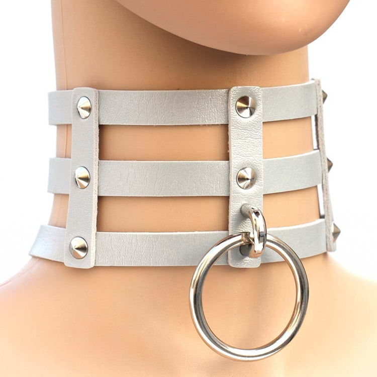 Collier en Cuir à Rivets Punk Gothique Mode Harajuku, Collier Cage à 3 Rangées, (Rouge+Blanc+Rouge), (Blanc), (Bleu Foncé+Jaune+Vert), (Magenta), (Bleu Foncé+Jaune+Bleu Foncé), Noir, (Rouge+Vert+Rouge), (Jaune), Café, (Violet), (Marron), 黑+红+黄       ...