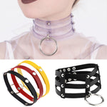 Collier en Cuir à Rivets Punk Gothique Mode Harajuku, Collier Cage à 3 Rangées, (Rouge+Blanc+Rouge), (Blanc), (Bleu Foncé+Jaune+Vert), (Magenta), (Bleu Foncé+Jaune+Bleu Foncé), Noir, (Rouge+Vert+Rouge), (Jaune), Café, (Violet), (Marron), 黑+红+黄       ...