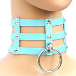 Collier en Cuir à Rivets Punk Gothique Mode Harajuku, Collier Cage à 3 Rangées, (Rouge+Blanc+Rouge), (Blanc), (Bleu Foncé+Jaune+Vert), (Magenta), (Bleu Foncé+Jaune+Bleu Foncé), Noir, (Rouge+Vert+Rouge), (Jaune), Café, (Violet), (Marron), 黑+红+黄       ...