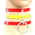 Collier en Cuir à Rivets Punk Gothique Mode Harajuku, Collier Cage à 3 Rangées, (Rouge+Blanc+Rouge), (Blanc), (Bleu Foncé+Jaune+Vert), (Magenta), (Bleu Foncé+Jaune+Bleu Foncé), Noir, (Rouge+Vert+Rouge), (Jaune), Café, (Violet), (Marron), 黑+红+黄       ...