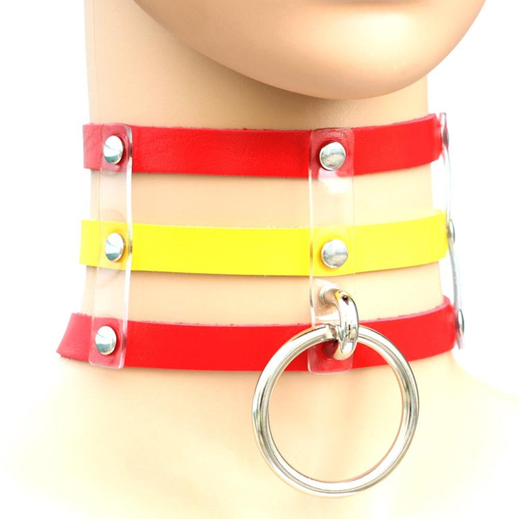 Collier en Cuir à Rivets Punk Gothique Mode Harajuku, Collier Cage à 3 Rangées, (Rouge+Blanc+Rouge), (Blanc), (Bleu Foncé+Jaune+Vert), (Magenta), (Bleu Foncé+Jaune+Bleu Foncé), Noir, (Rouge+Vert+Rouge), (Jaune), Café, (Violet), (Marron), 黑+红+黄       ...