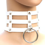 Collier en Cuir à Rivets Punk Gothique Mode Harajuku, Collier Cage à 3 Rangées, (Rouge+Blanc+Rouge), (Blanc), (Bleu Foncé+Jaune+Vert), (Magenta), (Bleu Foncé+Jaune+Bleu Foncé), Noir, (Rouge+Vert+Rouge), (Jaune), Café, (Violet), (Marron), 黑+红+黄       ...