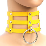 Collier en Cuir à Rivets Punk Gothique Mode Harajuku, Collier Cage à 3 Rangées, (Rouge+Blanc+Rouge), (Blanc), (Bleu Foncé+Jaune+Vert), (Magenta), (Bleu Foncé+Jaune+Bleu Foncé), Noir, (Rouge+Vert+Rouge), (Jaune), Café, (Violet), (Marron), 黑+红+黄       ...