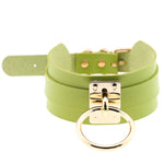 Collier ras du cou en cuir PU doré avec anneau simple de style Harajuku européen et américain, large, pour la rue, boîte de nuit, en forme de O, avec anneau doré