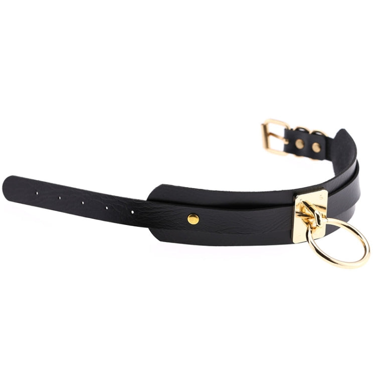 Collier ras du cou en cuir PU doré avec anneau simple de style Harajuku européen et américain, large, pour la rue, boîte de nuit, en forme de O, avec anneau doré