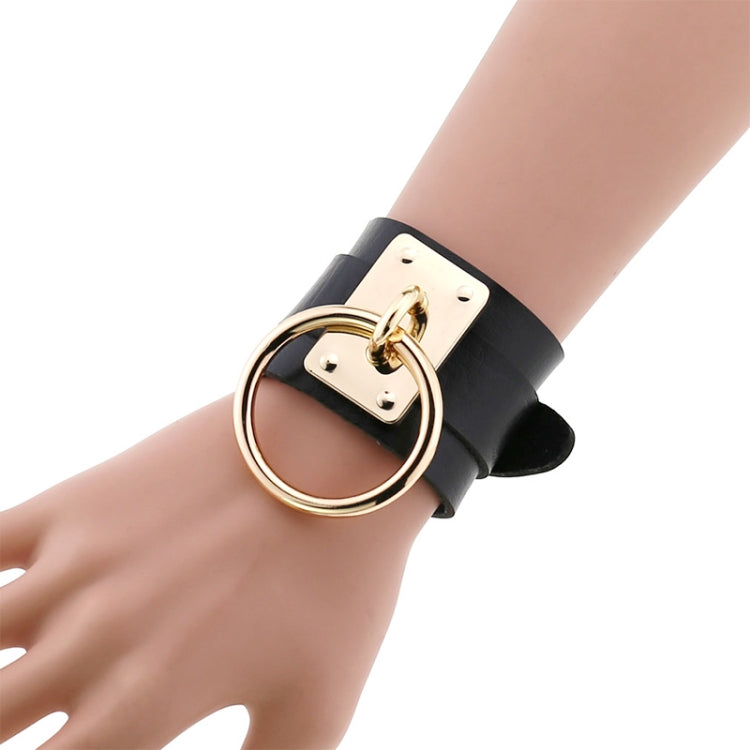 Collier ras du cou en cuir PU doré avec anneau simple de style Harajuku européen et américain, large, pour la rue, boîte de nuit, en forme de O, avec anneau doré