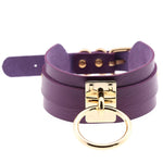 Collier ras du cou en cuir PU doré avec anneau simple de style Harajuku européen et américain, large, pour la rue, boîte de nuit, en forme de O, avec anneau doré