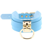 Collier ras du cou en cuir PU doré avec anneau simple de style Harajuku européen et américain, large, pour la rue, boîte de nuit, en forme de O, avec anneau doré