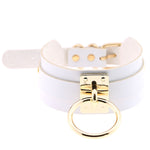 Collier ras du cou en cuir PU doré avec anneau simple de style Harajuku européen et américain, large, pour la rue, boîte de nuit, en forme de O, avec anneau doré